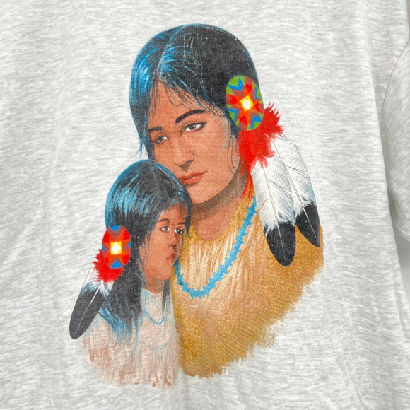 Vintage Native American Single Stitch Tribal Hanes Tee Shirt Size Large - Picture 3 of 3